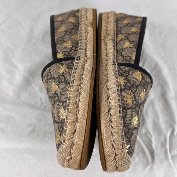 GUCCI GG Supreme Bee Espadrille Flats Beige Canvas Made in Spain 37.5-7.5US - Picture 7 of 15